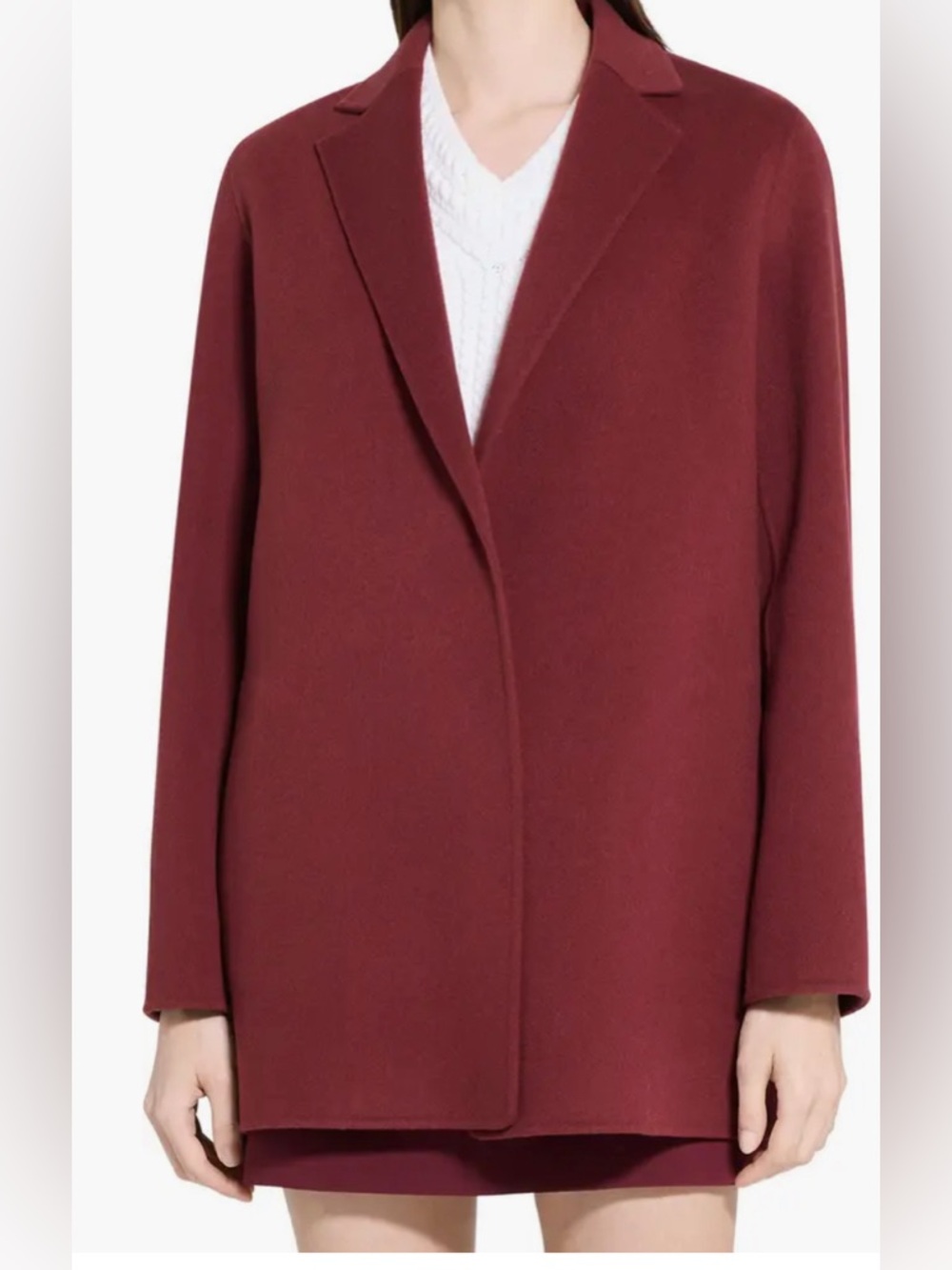 NEW Theory P Clairene Wool & Cashmere Jacket in Merlot